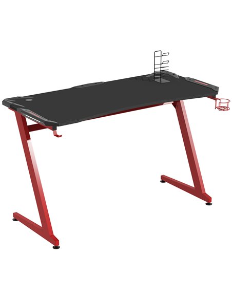 HOMCOM Gaming Desk Racing Style with Headphone Hook and Cup Holder, Black-Red - pic 20088 | FastDaddyshop