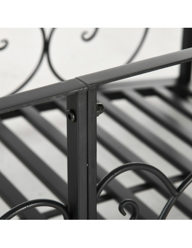 Outsunny 184cm Metal Arch Garden Garden Bridge, Safety Siderails, Arc Footbridge for Garden Creek, Stream, Pond, Black