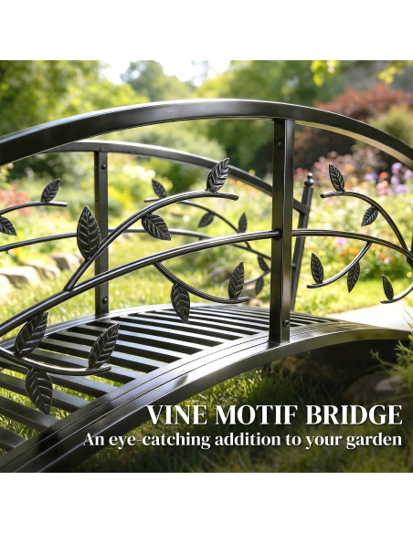 Outsunny 1.2M Metal Garden Bridge with Safety Railings, Outdoor Pond Bridge, Arch Decorative Footbridge for Creek Stream - pic 200891 | FastDaddyshop