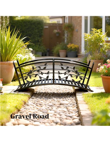 Outsunny 1.2M Metal Garden Bridge with Safety Railings, Outdoor Pond Bridge, Arch Decorative Footbridge for Creek Stream