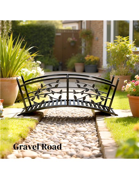 Outsunny 1.2M Metal Garden Bridge with Safety Railings, Outdoor Pond Bridge, Arch Decorative Footbridge for Creek Stream - pic 200894 | FastDaddyshop