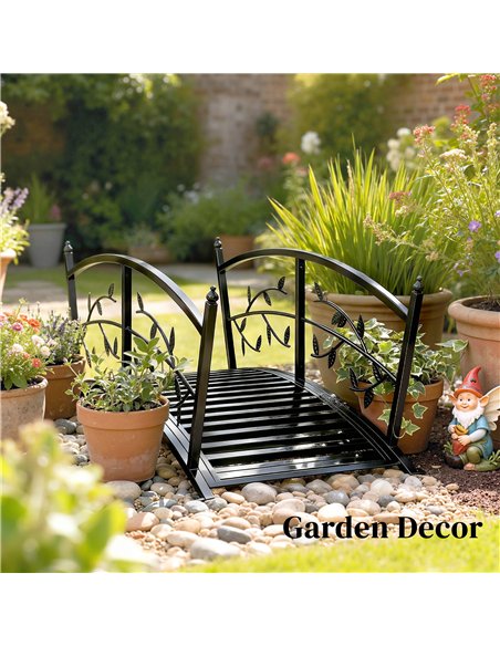 Outsunny 1.2M Metal Garden Bridge with Safety Railings, Outdoor Pond Bridge, Arch Decorative Footbridge for Creek Stream - pic 200895 | FastDaddyshop