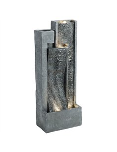 Outsunny Water Feature with LED Lights and Planter, 3-Tier Garden Water Fountain with Pump, Resin Waterfall Feature, Dark Grey
