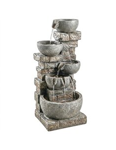 Outsunny Outdoor Water Fountain with LED Lights, 80cm Tall 5 Tiers Cascading Water Feature for Garden Patio Home Decor, Mixed