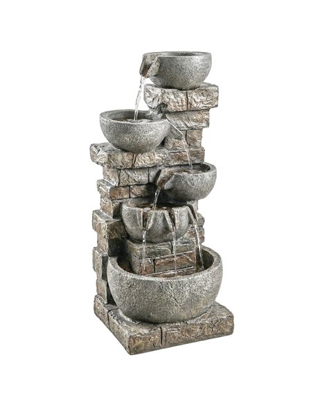 Outsunny Outdoor Water Fountain with LED Lights, 80cm Tall 5 Tiers Cascading Water Feature for Garden Patio Home Decor, Mixed - pic 200906 | FastDaddyshop