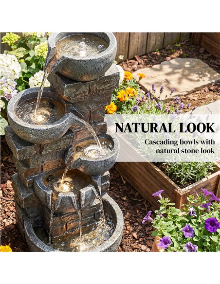 Outsunny Outdoor Water Fountain with LED Lights, 80cm Tall 5 Tiers Cascading Water Feature for Garden Patio Home Decor, Mixed - pic 200910 | FastDaddyshop