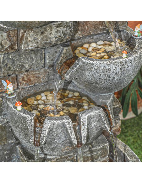 Outsunny Outdoor Water Fountain with LED Lights, 80cm Tall 5 Tiers Cascading Water Feature for Garden Patio Home Decor, Mixed - pic 200913 | FastDaddyshop