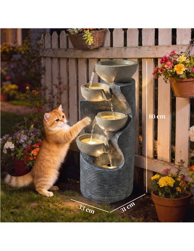 Outsunny Garden Water Feature, Outdoor Water Fountain with LED Lights and Pump, 5 Tier Cascading Waterfall Fountain for Indoor