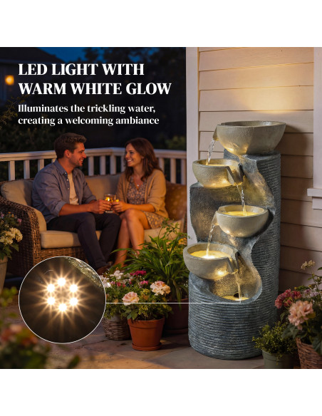 Outsunny Garden Water Feature, Outdoor Water Fountain with LED Lights and Pump, 5 Tier Cascading Waterfall Fountain for Indoor - pic 200919 | FastDaddyshop