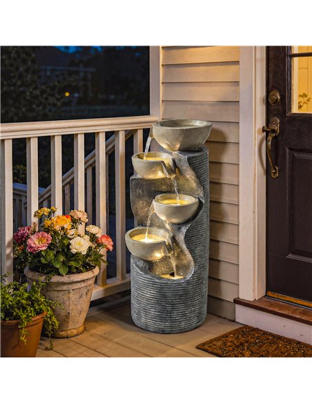 Outsunny Garden Water Feature, Outdoor Water Fountain with LED Lights and Pump, 5 Tier Cascading Waterfall Fountain for Indoor - pic 200923 | FastDaddyshop