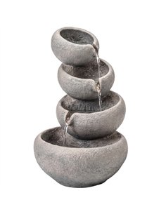 Outsunny 4-Tier Water Fountain Outdoor, Garden Water Feature with LED Lights and Pump, Freestanding Resin Waterfall for Patio