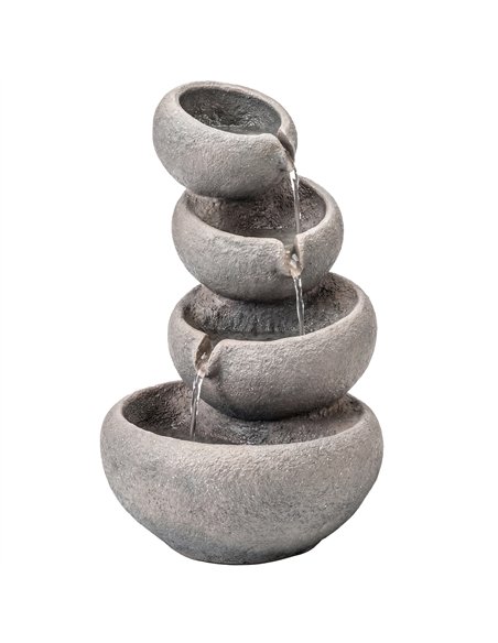 Outsunny 4-Tier Water Fountain Outdoor, Garden Water Feature with LED Lights and Pump, Freestanding Resin Waterfall for Patio - pic 200924 | FastDaddyshop