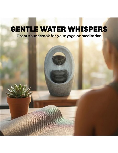 Outsunny Water Feature with 2-Tier Bowls, Garden Water Fountain with Pump and LED Lights, Resin Cascading Waterfall - pic 200937 | FastDaddyshop