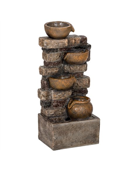 Outsunny 28" 5-Tier Outdoor Fountain, Cascading Waterfall Feature with LED Lights, Adjustable Flow, Rustic Brown - pic 200942 | FastDaddyshop