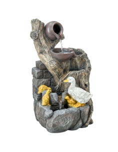 Outsunny 5-Tier Outdoor Waterfall Fountain, Freestanding Self-Contained Cascading Water Feature Garden Landscape