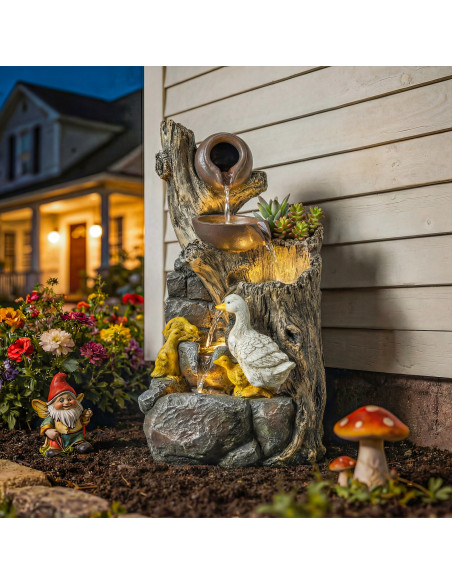Outsunny 5-Tier Outdoor Waterfall Fountain, Freestanding Self-Contained Cascading Water Feature Garden Landscape - pic 200952 | FastDaddyshop