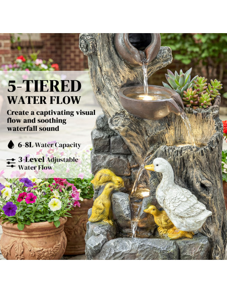 Outsunny 5-Tier Outdoor Waterfall Fountain, Freestanding Self-Contained Cascading Water Feature Garden Landscape - pic 200954 | FastDaddyshop