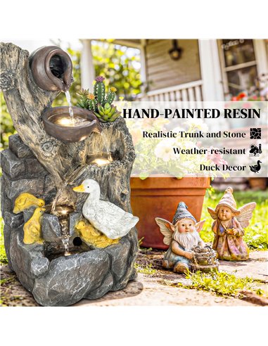 Outsunny 5-Tier Outdoor Waterfall Fountain, Freestanding Self-Contained Cascading Water Feature Garden Landscape