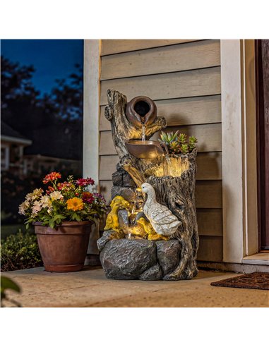 Outsunny 5-Tier Outdoor Waterfall Fountain, Freestanding Self-Contained Cascading Water Feature Garden Landscape