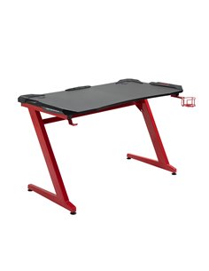 HOMCOM Ergonomic Gaming Desk, Racing Table, with Headphone Hook and Cup Holder, Black-Red