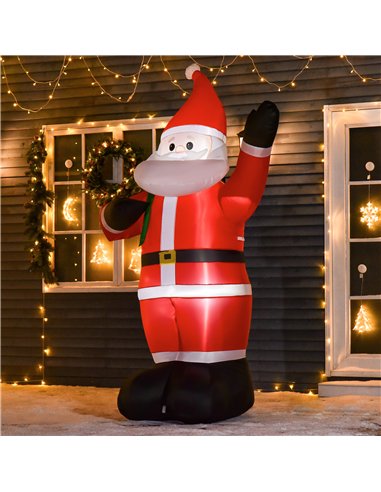 HOMCOM 8ft Christmas Inflatable Santa Holiday Garden Decoration, Indoor Outdoor Lawn Blow Up Decor