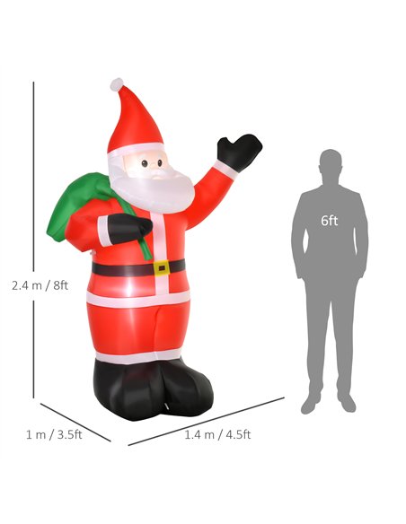 HOMCOM 8ft Christmas Inflatable Santa Holiday Garden Decoration, Indoor Outdoor Lawn Blow Up Decor - pic 201043 | FastDaddyshop