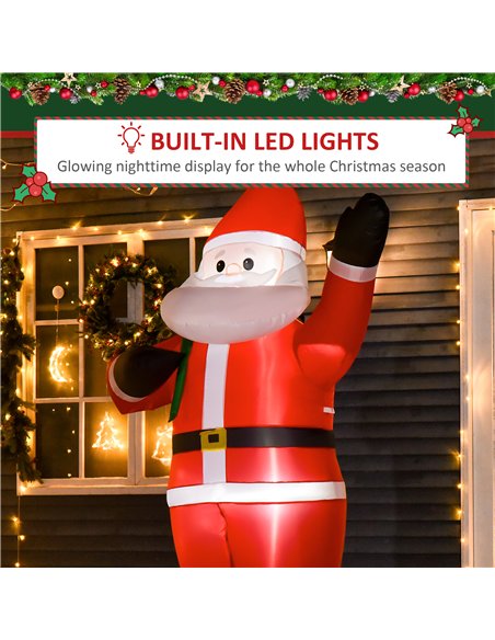 HOMCOM 8ft Christmas Inflatable Santa Holiday Garden Decoration, Indoor Outdoor Lawn Blow Up Decor - pic 201044 | FastDaddyshop