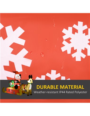 HOMCOM 4ft Christmas Inflatable Santa Claus Sledge Sleigh Reindeer Blow Up Decoration Xmas Décor for Garden