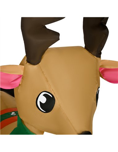HOMCOM 4ft Christmas Inflatable Santa Claus Sledge Sleigh Reindeer Blow Up Decoration Xmas Décor for Garden