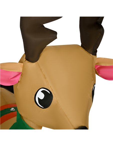 HOMCOM 4ft Christmas Inflatable Santa Claus Sledge Sleigh Reindeer Blow Up Decoration Xmas Décor for Garden - pic 201058 | FastDaddyshop