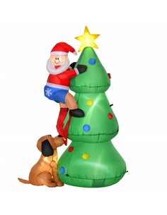 HOMCOM 6ft Inflatable Christmas Tree, LED Lighted with Santa Claus Dog for Home Indoor Outdoor Garden Lawn Decoration Party Prop