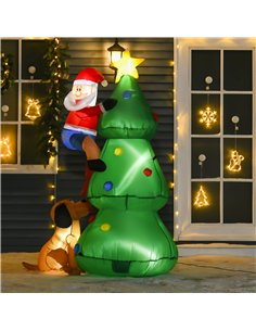 HOMCOM 6ft Inflatable Christmas Tree, LED Lighted with Santa Claus Dog for Home Indoor Outdoor Garden Lawn Decoration Party Prop 2