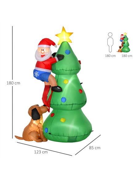 HOMCOM 6ft Inflatable Christmas Tree, LED Lighted with Santa Claus Dog for Home Indoor Outdoor Garden Lawn Decoration Party Prop - pic 201061 | FastDaddyshop