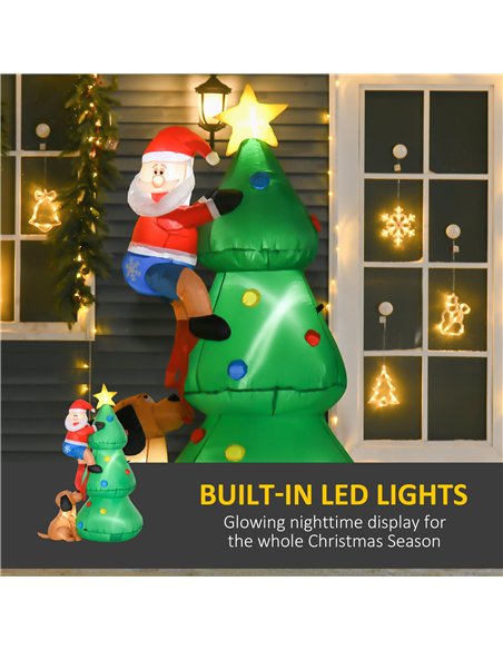 HOMCOM 6ft Inflatable Christmas Tree, LED Lighted with Santa Claus Dog for Home Indoor Outdoor Garden Lawn Decoration Party Prop - pic 201062 | FastDaddyshop