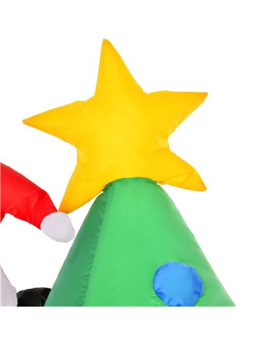 HOMCOM 6ft Inflatable Christmas Tree, LED Lighted with Santa Claus Dog for Home Indoor Outdoor Garden Lawn Decoration Party Prop