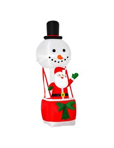 HOMCOM 8ft Christmas Inflatable Decoration with Santa Claus on Snowman Hot Air Balloon, Blow Up Xmas Decor for Outdoor ​Indoor