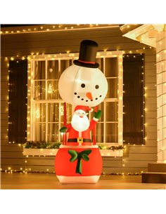 HOMCOM 8ft Christmas Inflatable Decoration with Santa Claus on Snowman Hot Air Balloon, Blow Up Xmas Decor for Outdoor ​Indoor 2