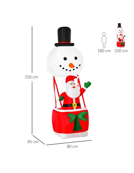 HOMCOM 8ft Christmas Inflatable Decoration with Santa Claus on Snowman Hot Air Balloon, Blow Up Xmas Decor for Outdoor ​Indoor - pic 201070 | FastDaddyshop