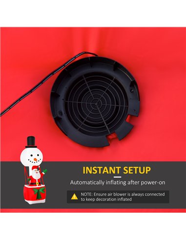 HOMCOM 8ft Christmas Inflatable Decoration with Santa Claus on Snowman Hot Air Balloon, Blow Up Xmas Decor for Outdoor ​Indoor