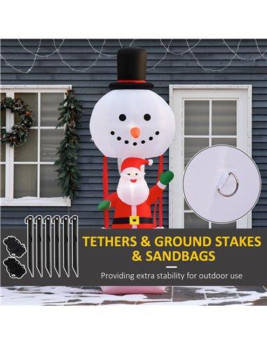 HOMCOM 8ft Christmas Inflatable Decoration with Santa Claus on Snowman Hot Air Balloon, Blow Up Xmas Decor for Outdoor ​Indoor