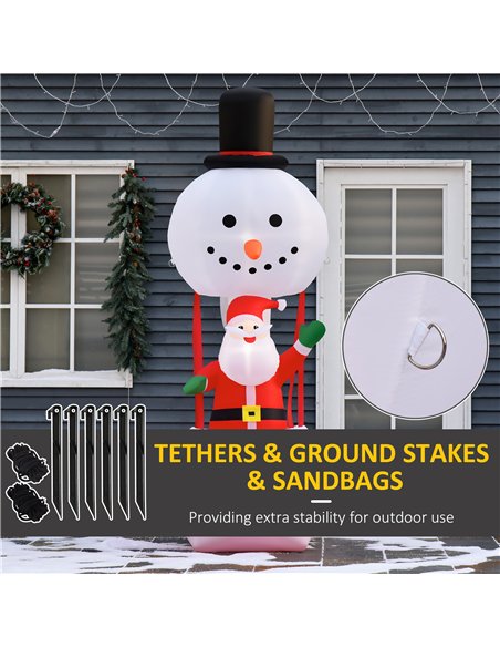 HOMCOM 8ft Christmas Inflatable Decoration with Santa Claus on Snowman Hot Air Balloon, Blow Up Xmas Decor for Outdoor ​Indoor - pic 201074 | FastDaddyshop
