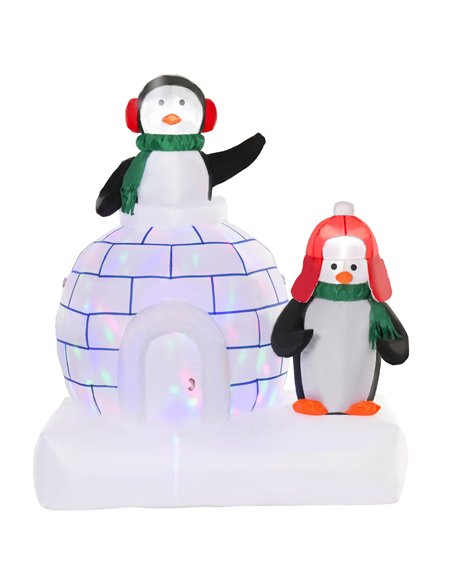 HOMCOM 5ft Christmas Inflatable Two Penguins Wearing a Scarf with Ice House Blow Up Decor Home Indoors with Built-in LED Lights  - pic 201077 | FastDaddyshop