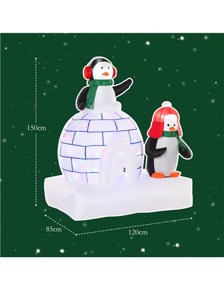 HOMCOM 5ft Christmas Inflatable Two Penguins Wearing a Scarf with Ice House Blow Up Decor Home Indoors with Built-in LED Lights  - pic 201079 | FastDaddyshop