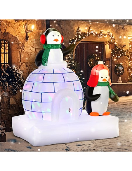 HOMCOM 5ft Christmas Inflatable Two Penguins Wearing a Scarf with Ice House Blow Up Decor Home Indoors with Built-in LED Lights  - pic 201085 | FastDaddyshop