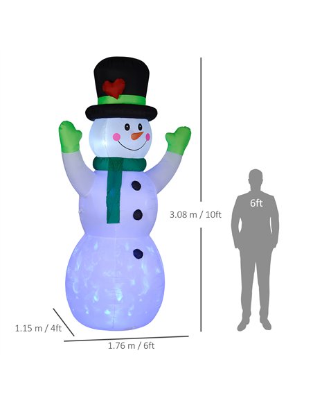 Outsunny 10ft Inflatable Snowman Christmas Decoration, with Accessories - pic 201088 | FastDaddyshop