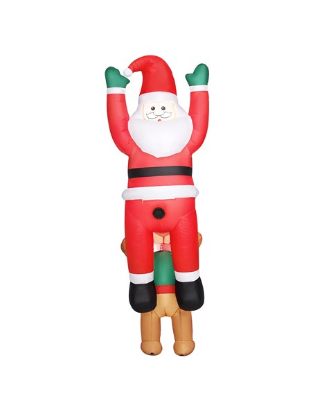 Outsunny 7FT Hanging Christmas Inflatable Santa with Dog, Christmas Blow Up Decoration with Built-in LED Lights for Garden, Indo - pic 201104 | FastDaddyshop
