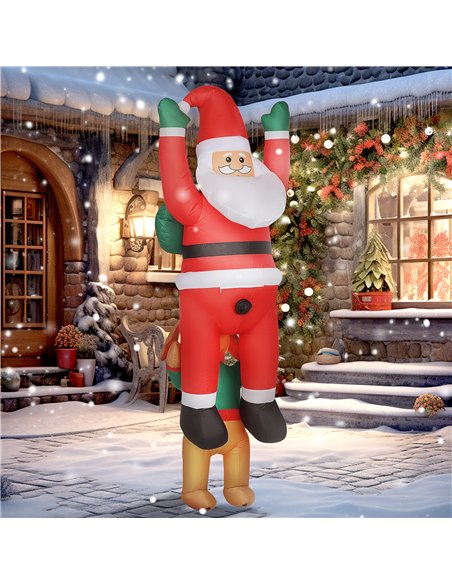 Outsunny 7FT Hanging Christmas Inflatable Santa with Dog, Christmas Blow Up Decoration with Built-in LED Lights for Garden, Indo - pic 201105 | FastDaddyshop
