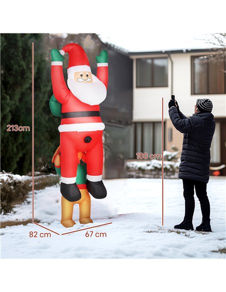 Outsunny 7FT Hanging Christmas Inflatable Santa with Dog, Christmas Blow Up Decoration with Built-in LED Lights for Garden, Indo - pic 201106 | FastDaddyshop