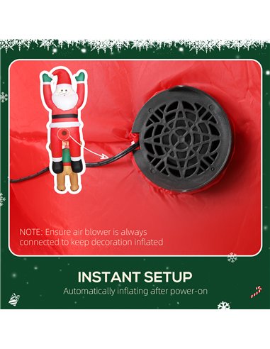 Outsunny 7FT Hanging Christmas Inflatable Santa with Dog, Christmas Blow Up Decoration with Built-in LED Lights for Garden, Indo