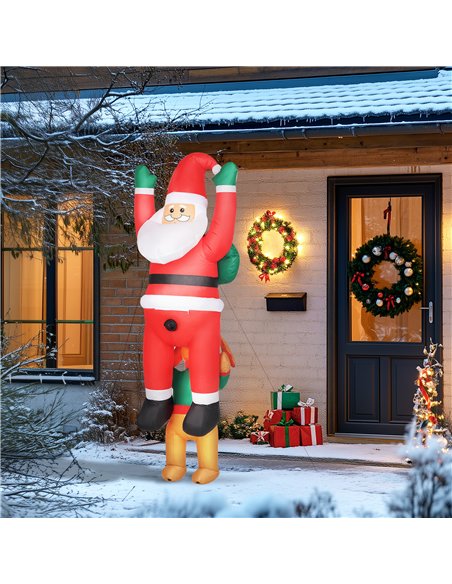 Outsunny 7FT Hanging Christmas Inflatable Santa with Dog, Christmas Blow Up Decoration with Built-in LED Lights for Garden, Indo - pic 201110 | FastDaddyshop